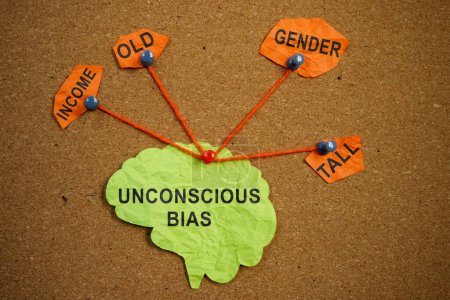 Photo for A Paper brain pinned pined to the board. Unconscious bias concept. - Royalty Free Image