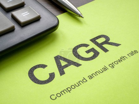 Photo for Papers about CAGR Compound annual growth rate. - Royalty Free Image
