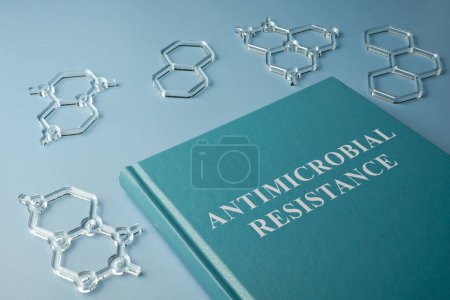 Photo for Book antimicrobial resistance and models of molecules. - Royalty Free Image