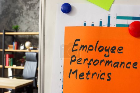 Employee performance metrics. A whiteboard with chart and sheet attached.