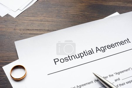 Postnuptial agreement form and ring.