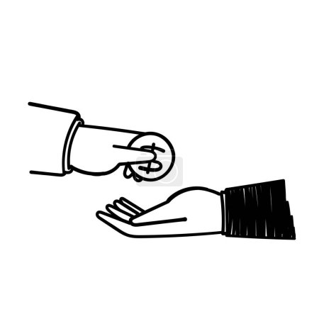 Ilustración de Mano dibujado garabato mano dar y tomar dinero gesto ilustración - Imagen libre de derechos