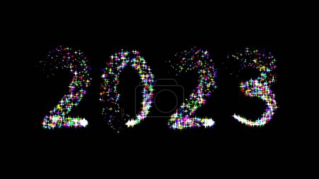 Photo for Beautiful illustration of 2023 with colorful glitter sparkles isolated on plain black background - Royalty Free Image