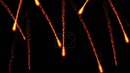 Photo for Beautiful illustration of falling meteors isolated on plain black background - Royalty Free Image