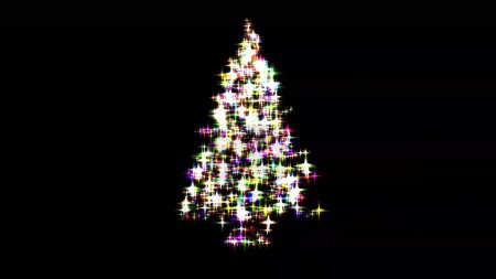 Photo for Beautiful illustration of Christmas tree with colorful glitter sparkles on plain black background - Royalty Free Image
