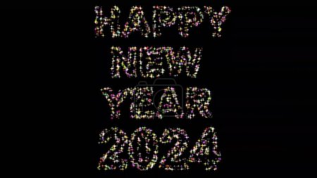 Photo for Beautiful illustration of Happy New Year 2024 with colorful glitter sparkles on plain black background - Royalty Free Image