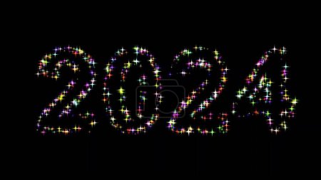 Photo for Beautiful illustration of 2024 with colorful glitter sparkles on plain black background - Royalty Free Image