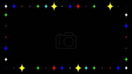 Photo for Colorful twinkling stars decorative frame on plain black background - Royalty Free Image