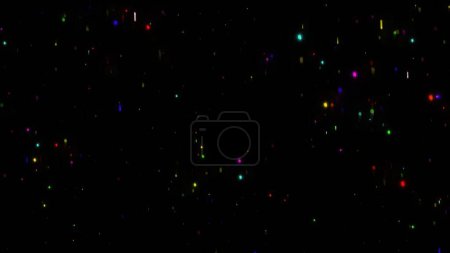 Photo for Colorful glitter particles on plain black background - Royalty Free Image