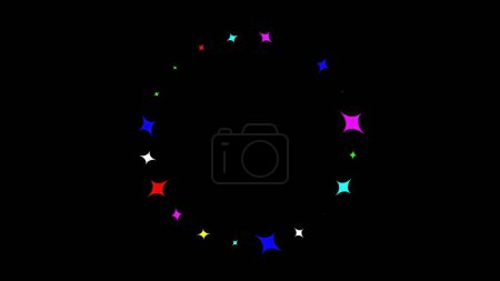 Photo for Beautiful illustration of colorful stars circular pattern on plain black background - Royalty Free Image