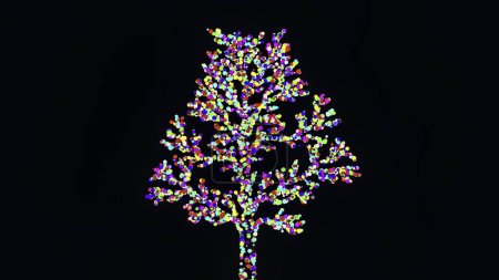 Photo for Beautiful illustration of tree shape with colorful particles on plain black background - Royalty Free Image