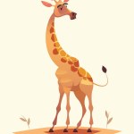 Giraffe character isolated vector illustration