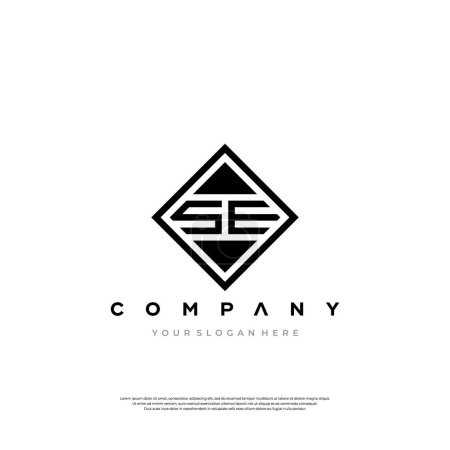 Sleek and symmetrical SE monogram logo with a clean sans-serif font for company branding