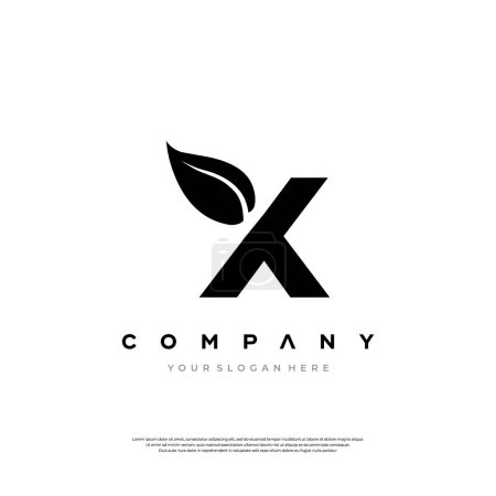 Ein Logo, das Nachhaltigkeit mit einem stilisierten X und Blättern symbolisiert und ein umweltbewusstes Unternehmen repräsentiert.