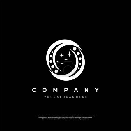 A striking monochromatic logo with celestial motifs, perfect for a modern and visionary company.