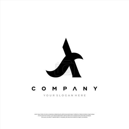 Ein modernes und minimalistisches Logo-Design mit einem einzigartigen schwarzen Symbol über dem groß geschriebenen Wort COMPANY mit dem Slogan YOUR SLOGAN HERE in kleinerem Schriftzug