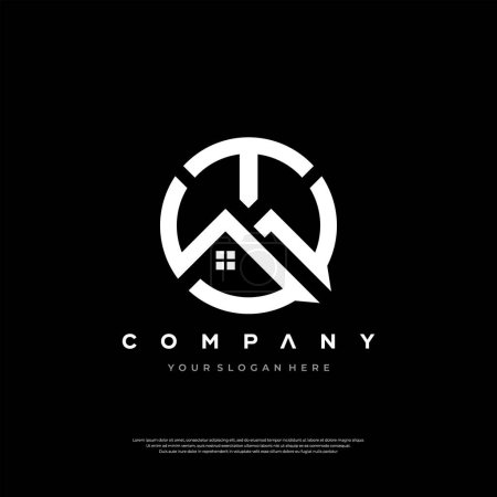 Un elegante logotipo en blanco y negro que combina las iniciales abstractas con un motivo de construcción para una imagen corporativa profesional