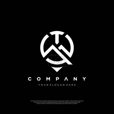 Schlanke schwarz-weiße Logos mit ineinander greifenden geometrischen Formen, die ein symmetrisches Emblem über dem fett groß geschriebenen Wort COMPANY schaffen