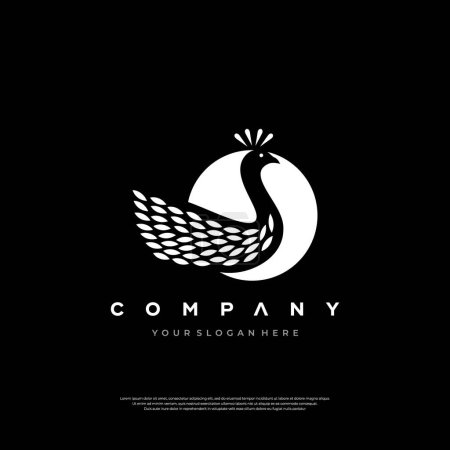 Un elegante logotipo de pavo real con un diseño elegante ideal para la marca corporativa moderna