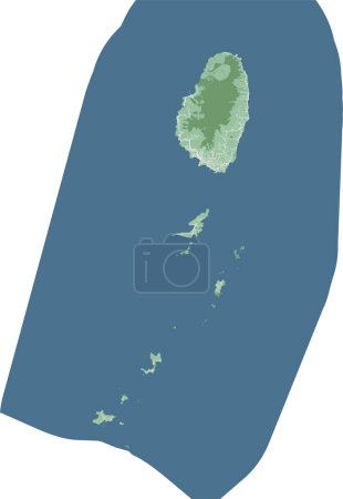 Téléchargez les illustrations : Carte de Saint-Vincent-et-les Grenadines, île des Caraïbes. Carte détaillée avec frontière administrative, bâtiments, mer et forêts, villes et routes. - en licence libre de droit