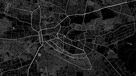 Illustration for Map of Lusaka city. Urban black and white poster. Road map image with metropolitan city area view. - Royalty Free Image