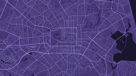 Ilustración de Purple Christchurch city area vector background map, roads and water illustration. Widescreen proportion, digital flat design roadmap. - Imagen libre de derechos
