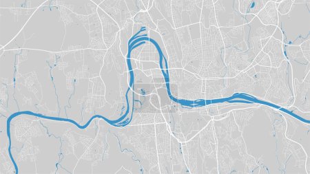 Ilustración de Mapa del río Moldava, Praga ciudad, República Checa. Curso de agua, flujo de agua, azul sobre fondo gris hoja de ruta. Ilustración vectorial, silueta detallada. - Imagen libre de derechos