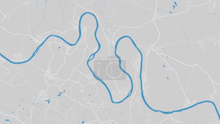 Ilustración de Mapa del río Dniester, Ucrania. Curso de agua, flujo de agua, azul sobre fondo gris hoja de ruta. Ilustración vectorial, silueta detallada. - Imagen libre de derechos