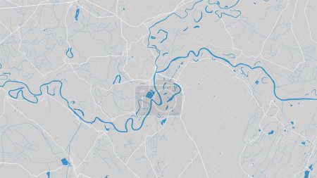 Ilustración de Mapa del río Tisza. Curso de agua, flujo de agua, azul sobre fondo gris hoja de ruta. Ilustración vectorial, silueta detallada. - Imagen libre de derechos