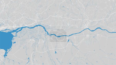 Ilustración de Mapa del río Tajo, Portugal. Curso de agua, flujo de agua, azul sobre fondo gris hoja de ruta. Ilustración vectorial, silueta detallada. - Imagen libre de derechos
