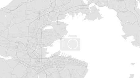 Illustration for White and light grey Dalian city area vector background map, roads and water illustration. Widescreen proportion, digital flat design roadmap. - Royalty Free Image
