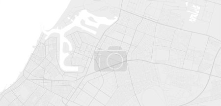 Ilustración de Blanco y gris claro Ajman mapa de fondo del vector de área de la ciudad, calles y cartografía del agua ilustración. proporción de pantalla ancha, plano digital diseño streetmap. - Imagen libre de derechos