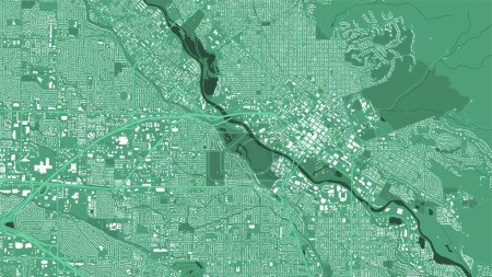 Ilustración de Mapa de fondo Boise, Idaho, póster verde de la ciudad. Mapa vectorial con carreteras y agua. Proporción de pantalla ancha, hoja de ruta digital de diseño plano. - Imagen libre de derechos