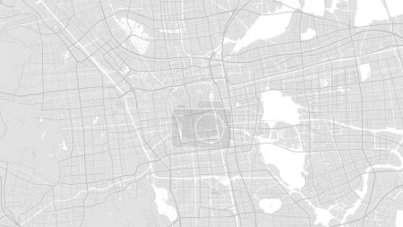 Ilustración de Blanco y gris claro Suzhou mapa de fondo del vector de área de la ciudad, carreteras e ilustración del agua. Proporción de pantalla ancha, hoja de ruta digital de diseño plano. - Imagen libre de derechos