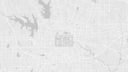 Téléchargez les illustrations : Carte de fond vectorielle de la ville de Hefei blanche et gris clair, routes et illustration de l'eau. Proportion d'écran large, feuille de route numérique de conception plate. - en licence libre de droit