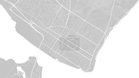 Ilustración de Antecedentes Maputo mapa, Mozambique, cartel blanco y gris claro de la ciudad. Mapa vectorial con carreteras y agua. Proporción de pantalla ancha, hoja de ruta digital de diseño plano. - Imagen libre de derechos