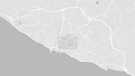 Ilustración de Fondo Libreville mapa, Gabón, cartel blanco y gris claro de la ciudad. Mapa vectorial con carreteras y agua. Proporción de pantalla ancha, hoja de ruta digital de diseño plano. - Imagen libre de derechos
