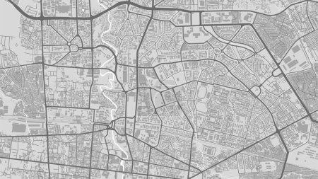 Ilustración de Mapa de Bandung la ciudad. Cartel urbano en blanco y negro. Imagen de hoja de ruta con vista al área vertical de la ciudad metropolitana. - Imagen libre de derechos