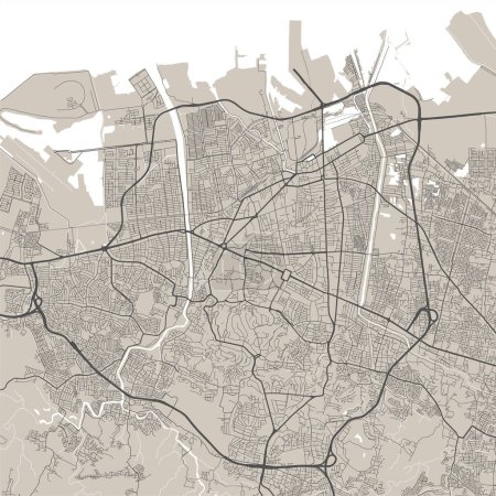 Ilustración de Mapa vectorial de Semarang, Indonesia. Ilustración de póster de hoja de ruta urbana. Semarang mapa arte. - Imagen libre de derechos
