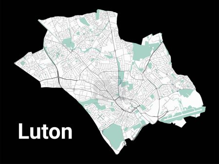 Téléchargez les illustrations : Luton carte de la ville, zone administrative détaillée avec frontière - en licence libre de droit
