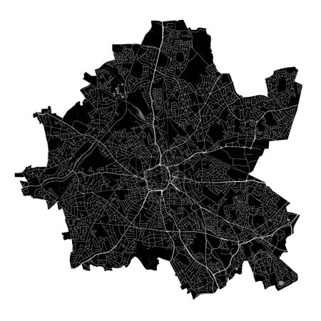 Illustration for Black Wolverhampton city map, detailed administrative area - Royalty Free Image