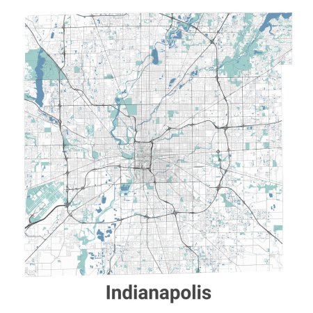 Illustration for Indianapolis map, administrative area - Royalty Free Image