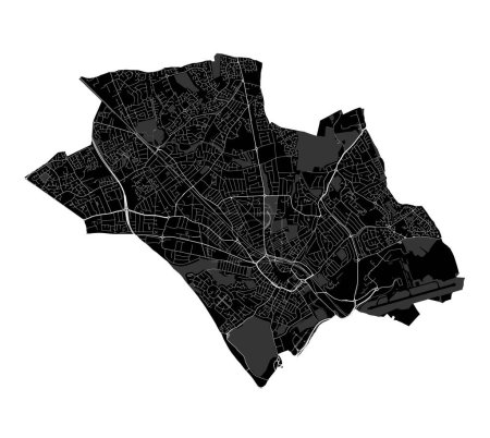 Téléchargez les illustrations : Carte de la ville de Black Luton, région administrative détaillée - en licence libre de droit