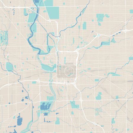 Illustration for Large Indianapolis map, urban area - Royalty Free Image