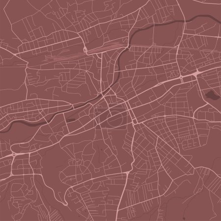 Illustration for Cluj-Napoca map, red streetmap poster, city in Romania - Royalty Free Image