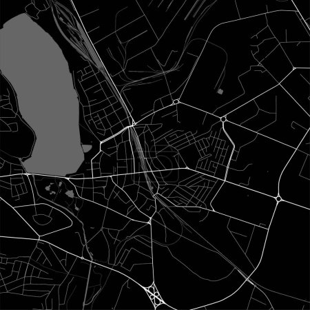 Ilustración de Ternopil mapa de la ciudad, oblast centro de Ucrania. Mapa administrativo municipal en blanco y negro con ríos y carreteras, parques y ferrocarriles. Ilustración vectorial. - Imagen libre de derechos