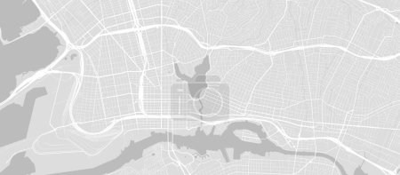 Illustration for Background Oakland map, United States, white and light grey city poster. Vector map with roads and water. Widescreen proportion, digital flat design roadmap. - Royalty Free Image