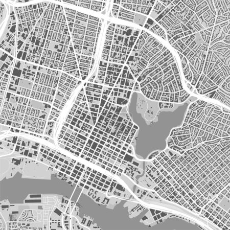 Illustration for Map of Oakland city, United States. Urban black and white poster. Road map image with metropolitan city area view. - Royalty Free Image