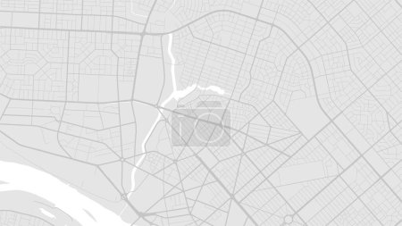 Ilustración de Antecedentes Mapa de Niamey, Níger, cartel blanco y gris claro de la ciudad. Mapa vectorial con carreteras y agua. Proporción de pantalla ancha, hoja de ruta digital de diseño plano. - Imagen libre de derechos