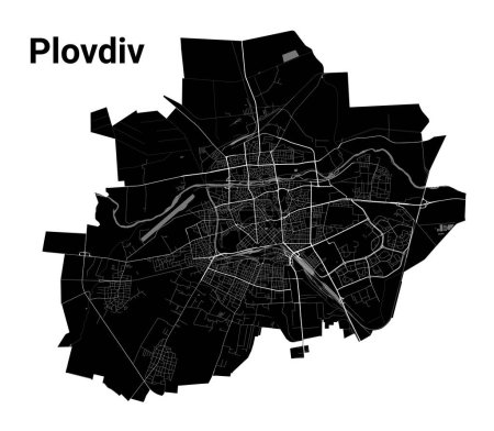 Téléchargez les illustrations : Plan de la ville de Black Plovdiv, région administrative détaillée - en licence libre de droit